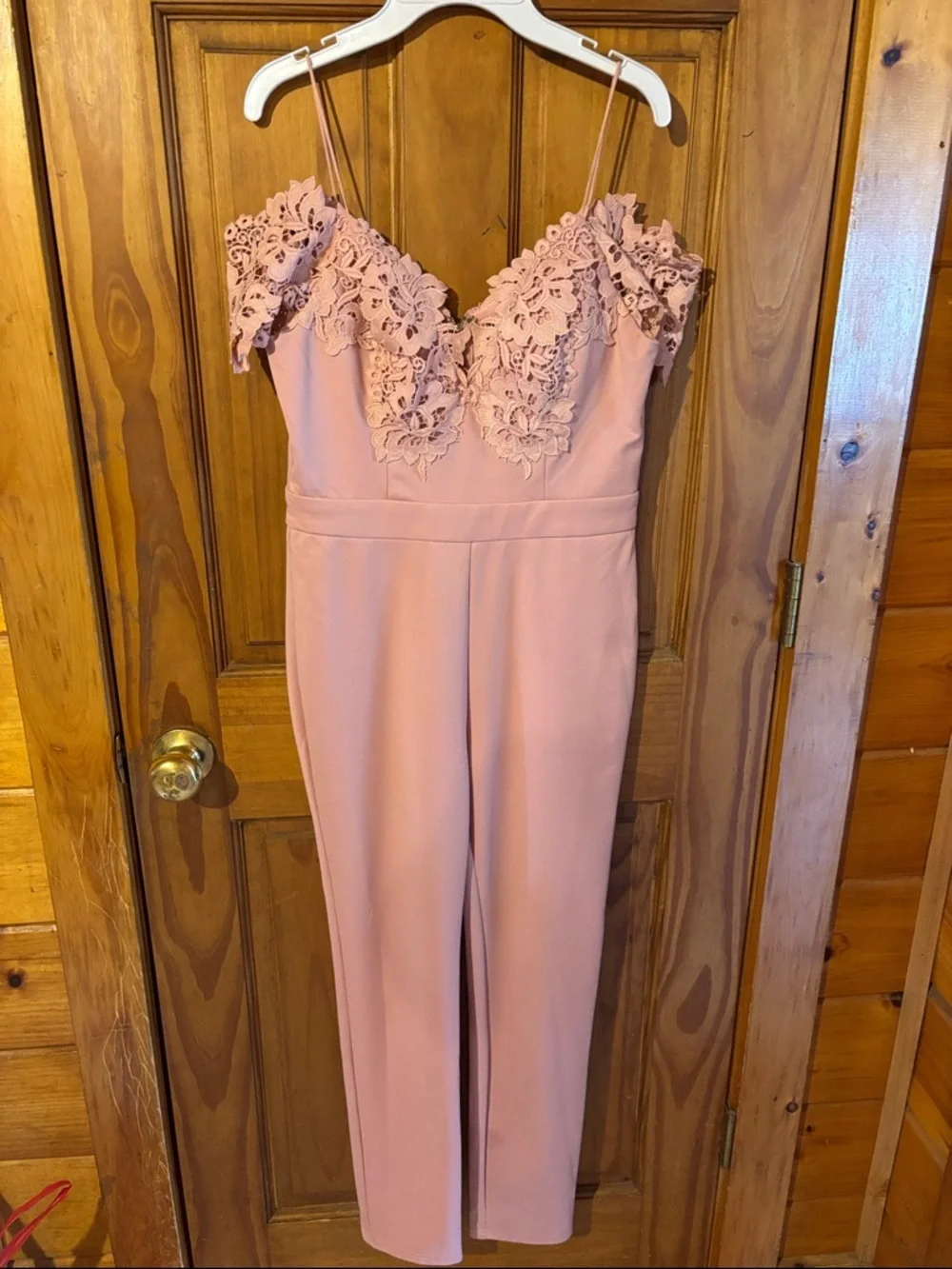 Forever 21  Pink Lace V-Neck Jumpsuit